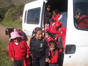 Girls arrive with a teacher every morning