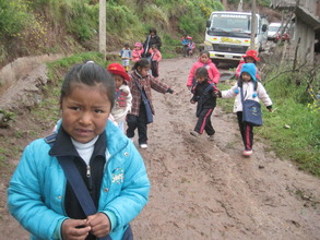 Slipping, sliding and muddy walking to school