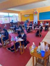 Volunteer Elaine teaches English