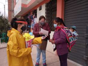 Schoolwork delivered by mom & baby to Ruth, gifts