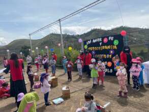 Receiving the donated computer tablets-everyone