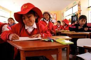 A student in class doing her assignment