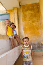 Kids posing at Phong Binh preschool
