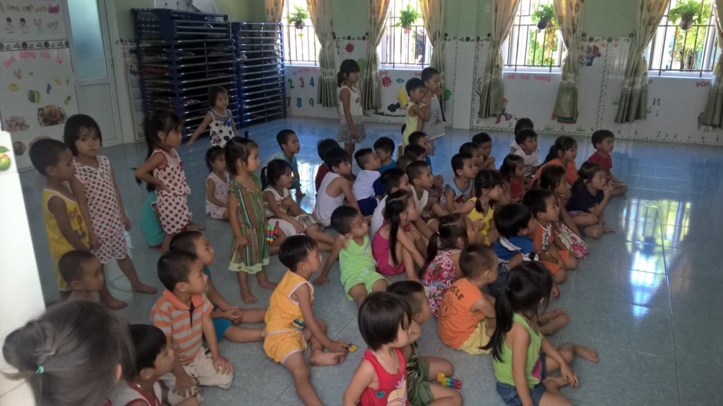 Kids play at Phong Chung preschool in My Phu, VN