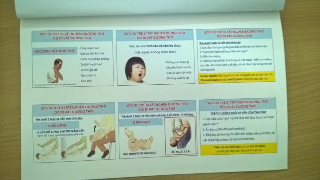 Parents learn CPR from MEDRIX handout