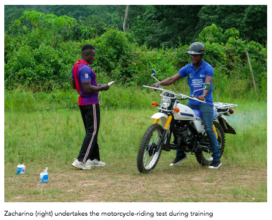 Zacharino (right) undertakes the riding test