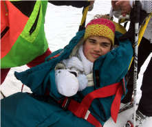 Chloe on her ski chair