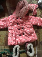A young girl's donated winter jacket