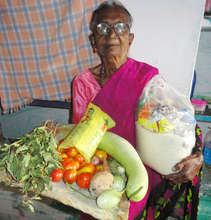 subbamma poor oldage woman receiving groceries