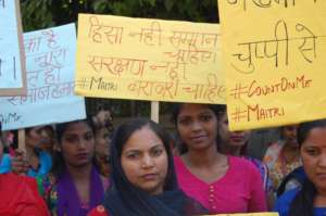 Community women take to the street for a rally