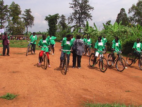 Women in riding bicycles
