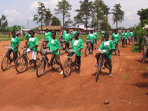Women in riding bicycles