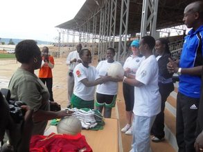 Young girls were given prizes by AKWOS after game