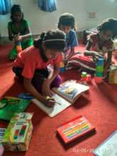 Children while doing drawing