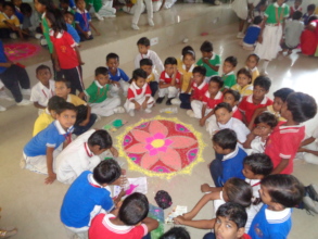 Children with Diwali Rangoli
