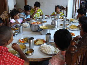 Kids having their lunch at LBHC home