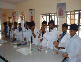 Students in donated chemistry lab