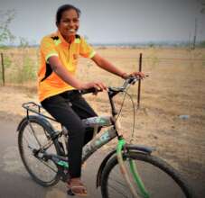 Anuradha with her bike