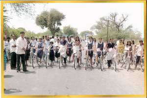 Bicycles donated to the school girls in Mhaswad