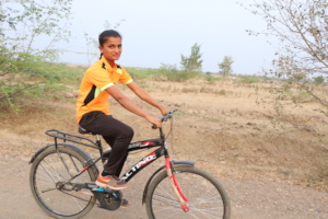 Aarti with her bike