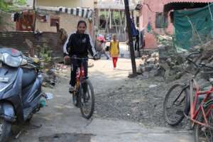 Achal with her bike
