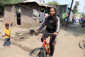 Achal with her bike