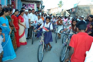 Bicycle donated to school girls in Mhaswad