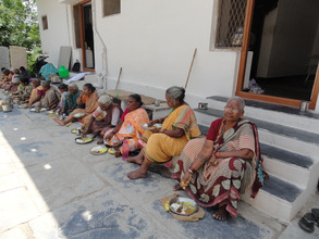 destitute elderly persons at food sponsorship