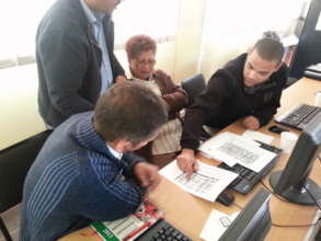 Teachers analyzing their data