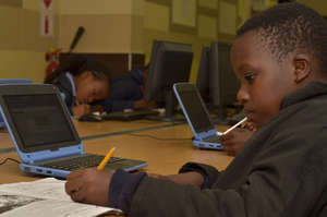 Grade 4 learner completing his Maths lesson