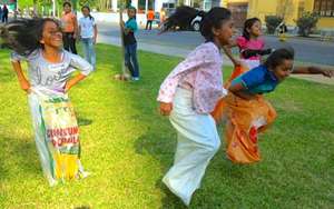 Girls playing at the park next to our center
