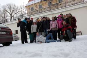 In front of reconstructed Chtelnica castle
