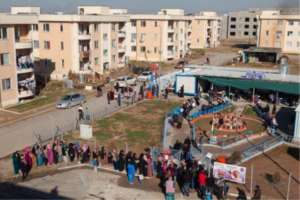 Families at Distribution Centre in Var City