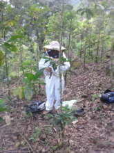 Jeremias in new CoverAlls, less bee stings!