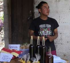 Jeremias selling biodynamic honey