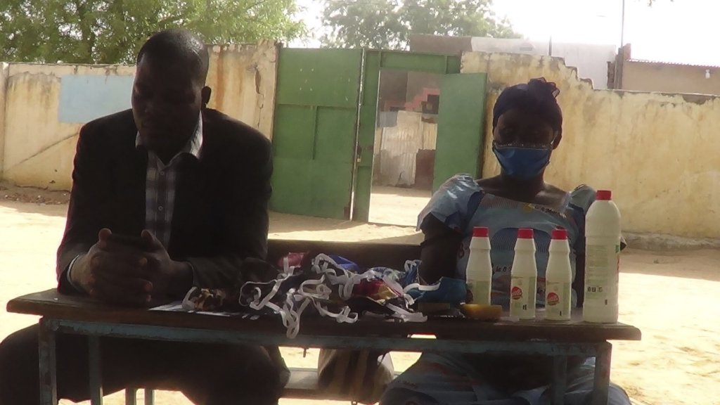 Distribute disinfectant in Chad