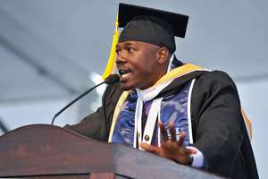 Yema, speaking at commencement ceremony