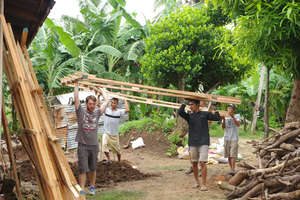 A Frames transported for Rebuilding Homes