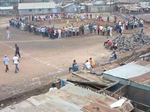 Street soccer pitch in Huruma slums.