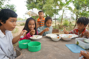 Children enjoying lunch break