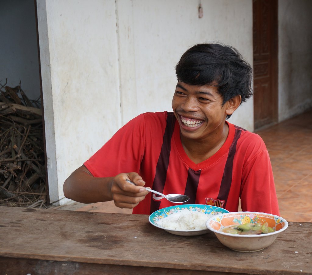 One of the older children enjoying his lunch break