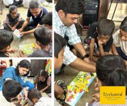 Volunteers engaging & playing games with children