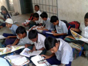 Boys with Library books