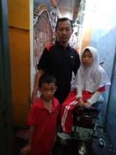 With my children before dropping them to schools