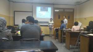 Paridi and his friends during presentation