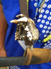 Leopard jaw worn by tribes man
