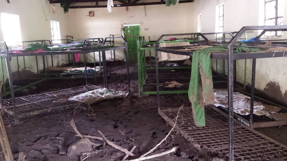 Destroyed school dormitory in West Pokot