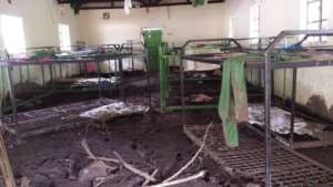 Destroyed school dormitory in West Pokot