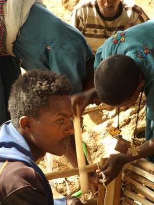 Beehives are made of local materials