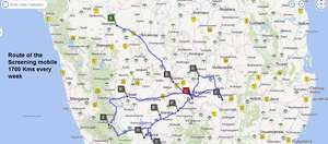Route map of mobile unit services